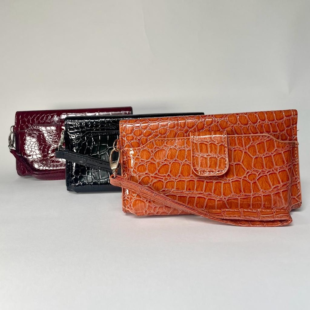 Black, Orange & Burgundy Leather Convertible Women's Purses Bundle - 3 COUNT